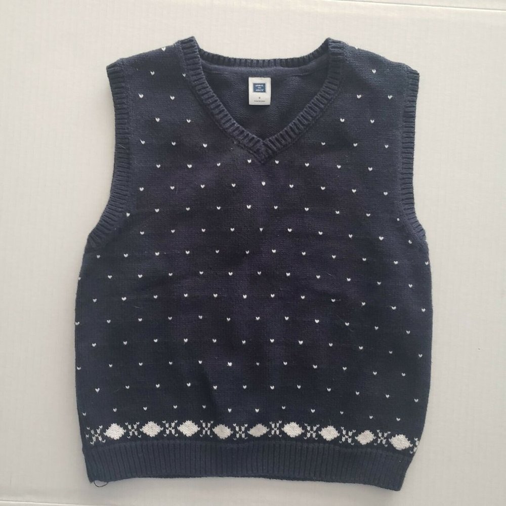 Janie and Jack Sweater Vest Navy White Boys Size 4